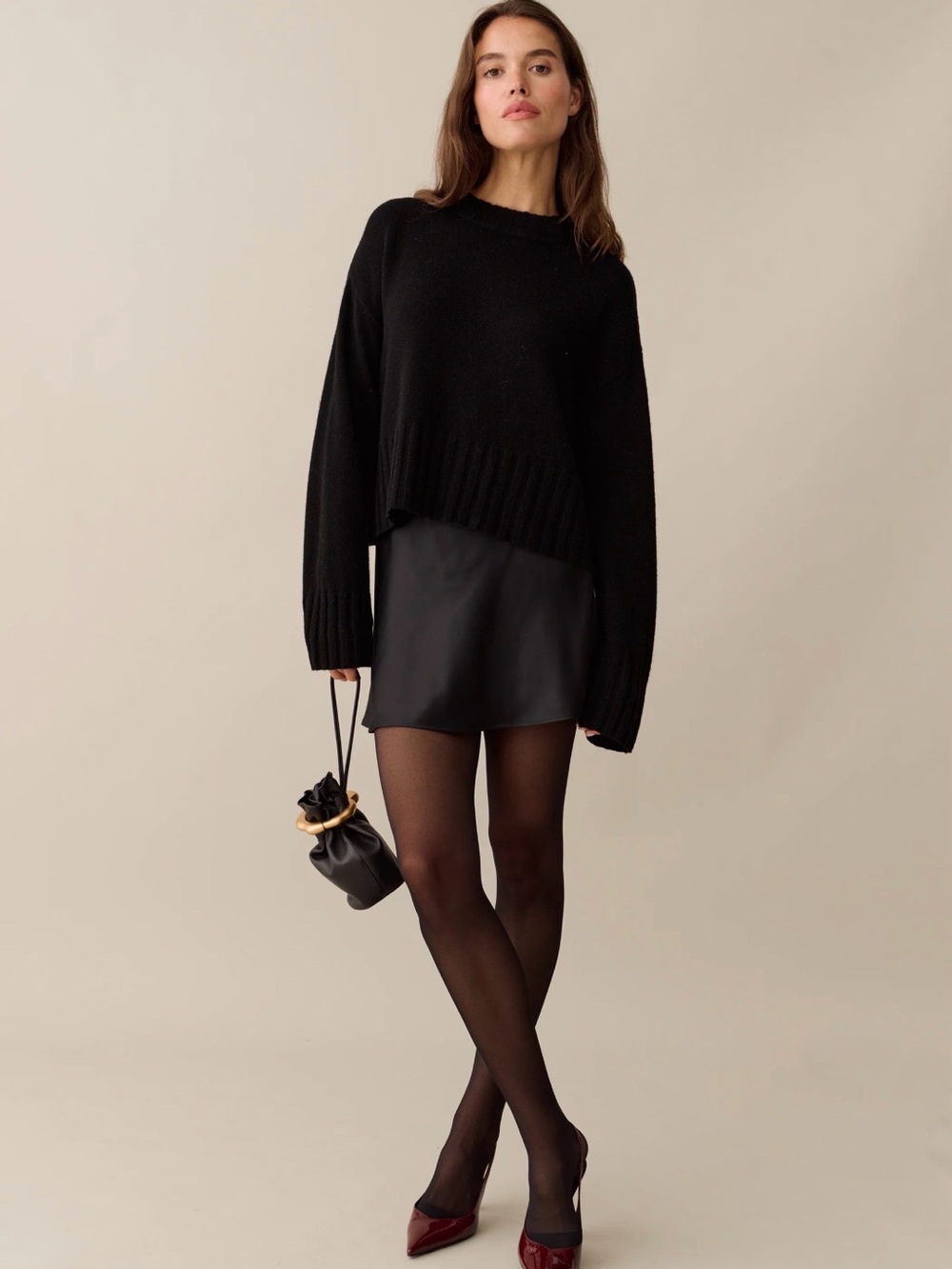 NWT 100% Silk black mini skirt